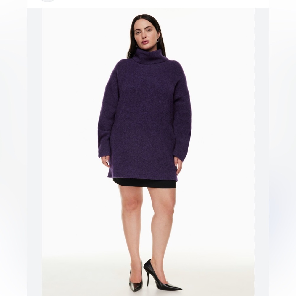Aritzia Babaton Lacombe Merino Wool Yak Blend Oversized Turtleneck Purple S